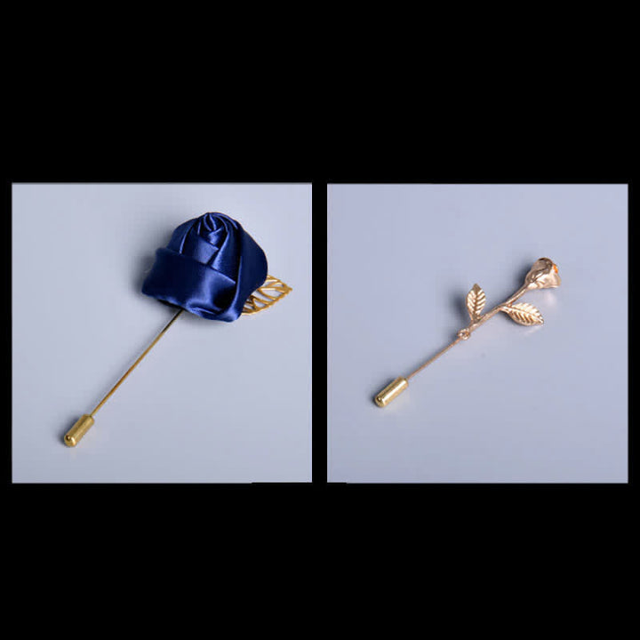 Lot de 8 nœuds papillon en forme de fleur de la marine avec feuilles et boîte cadeau - image 3