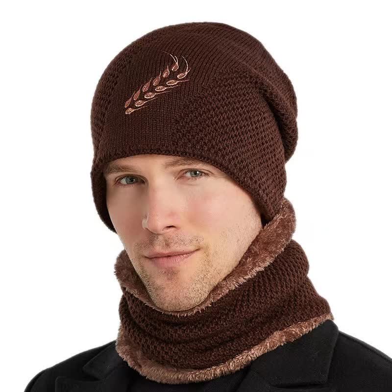 Lot de 2 bonnets et cache-cou brodés en blé