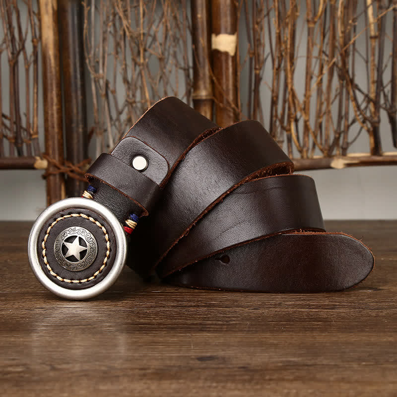 Ceinture en cuir épais vintage Pentacle pour homme