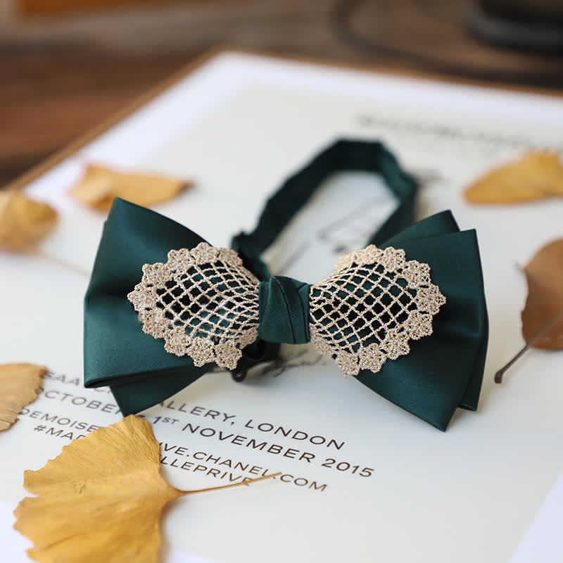 Nœud papillon élégant en dentelle fleurie pour homme