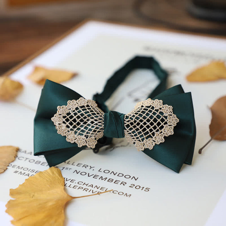 Nœud papillon élégant en dentelle fleurie pour homme