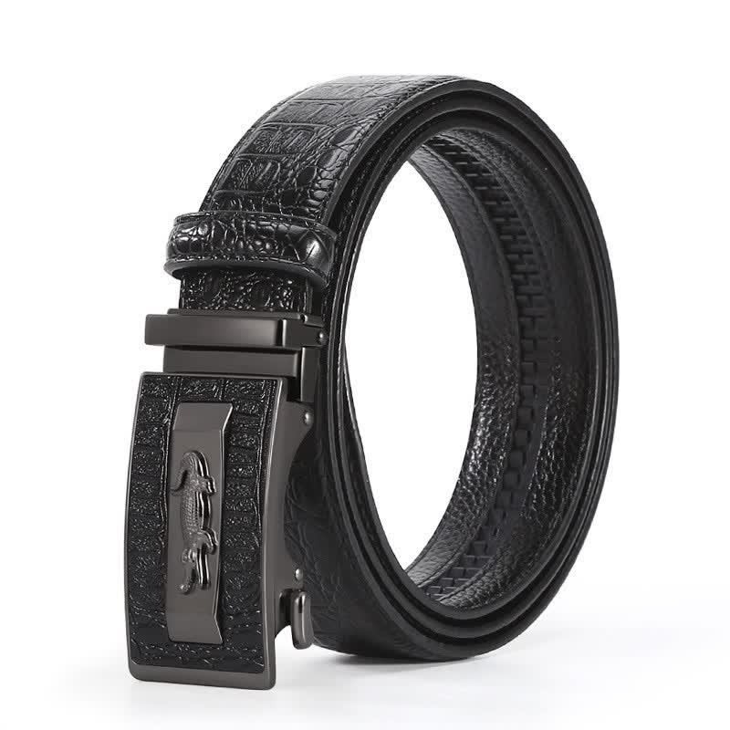 Ceinture en cuir à boucle automatique pour homme, motif crocodile