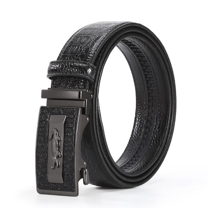 Ceinture en cuir à boucle automatique pour homme, motif crocodile