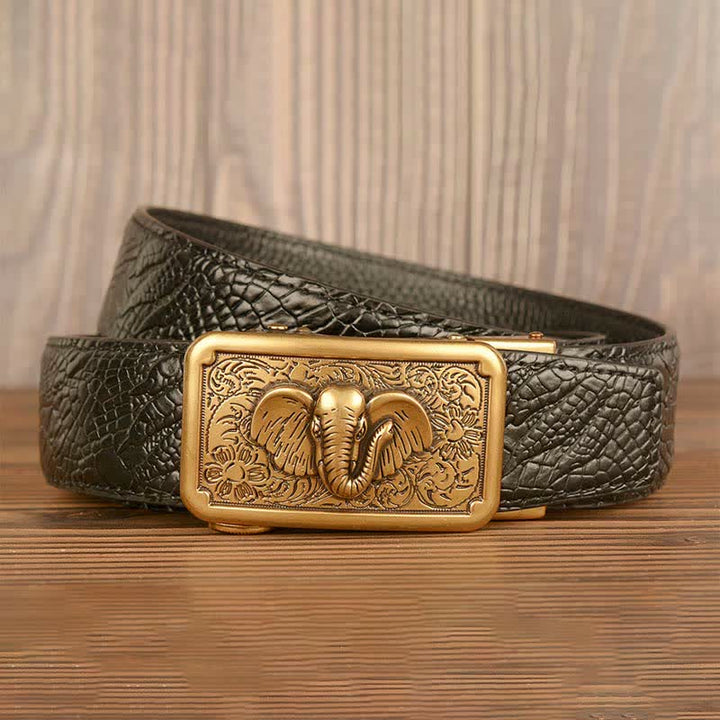 Ceinture en cuir à motif alligator éléphant punk pour homme