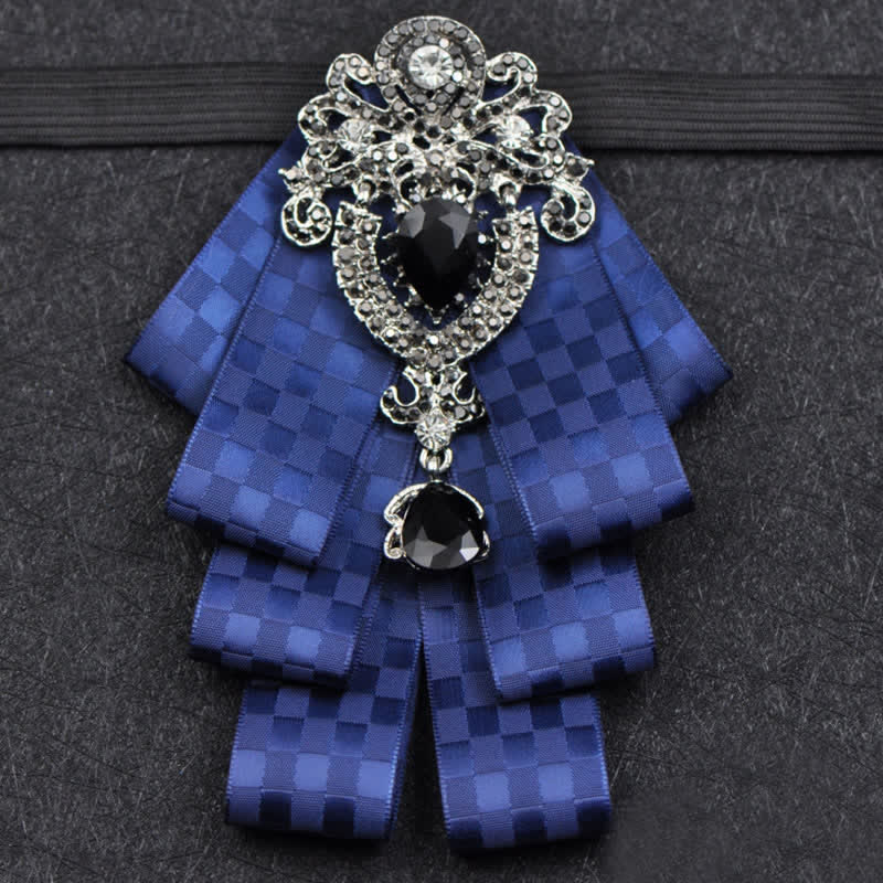 Ensemble de 3 nœuds papillon à carreaux noirs et strass