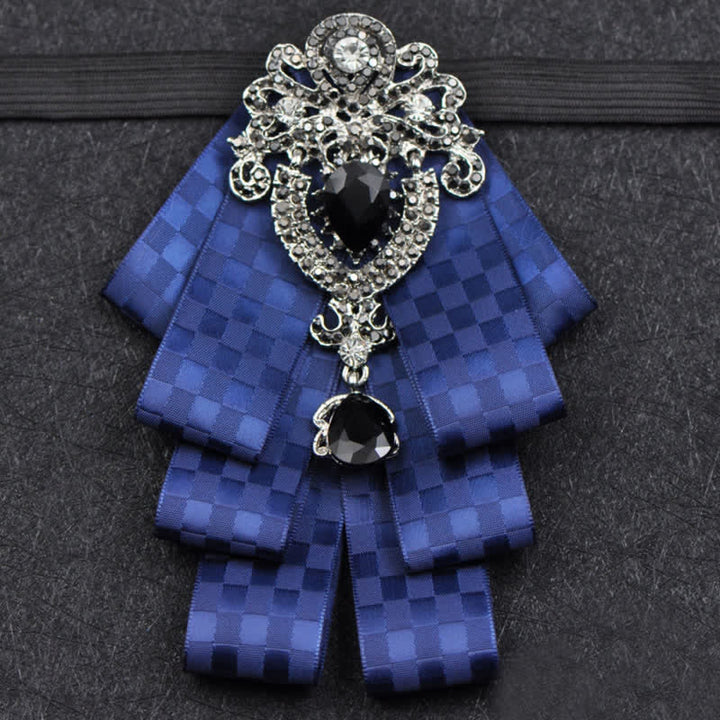 Ensemble de 3 nœuds papillon à carreaux noirs et strass