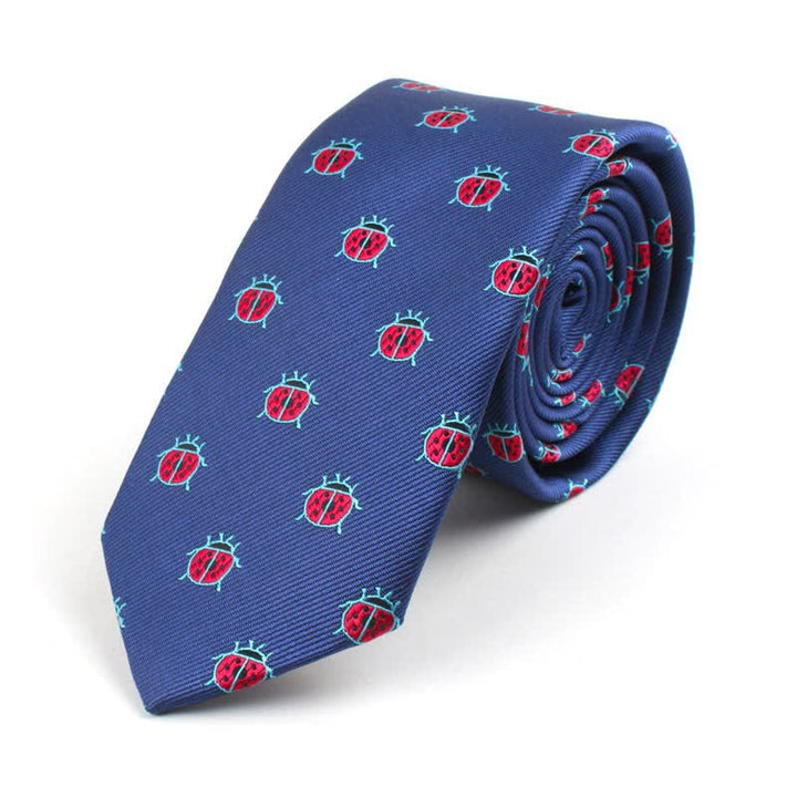 Cravate pour homme à motifs de dessins animés mignons - Coccinelle bleue - image 15