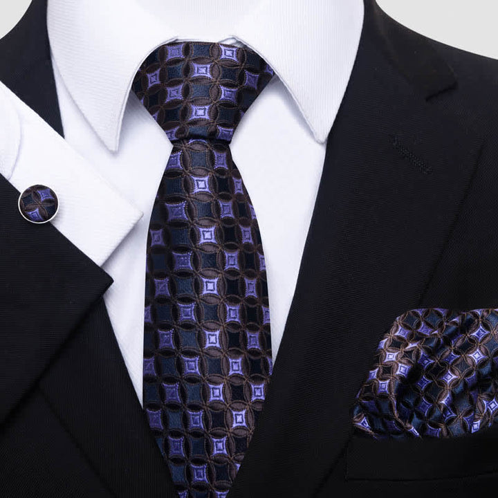 Lot de 3 cravates géométriques violettes et marron pour hommes