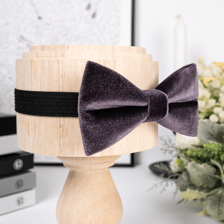 Nœud papillon en velours de couleur unie violet foncé pour homme