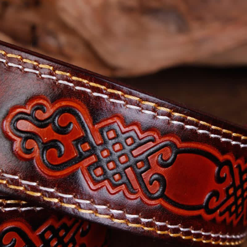 Ceinture unisexe en cuir sculpté avec agate de jade turquoise rose