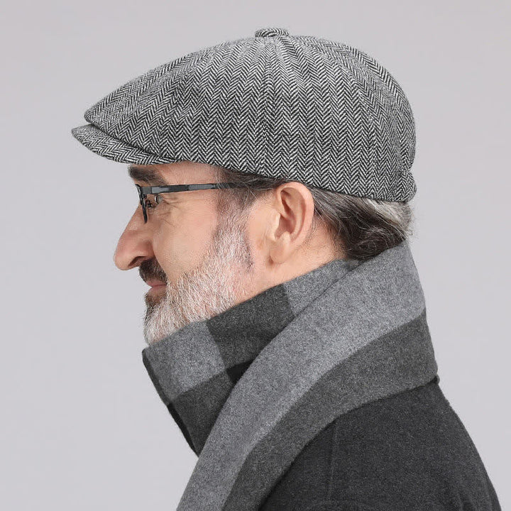 Casquette béret octogonale polyvalente à chevrons pour homme