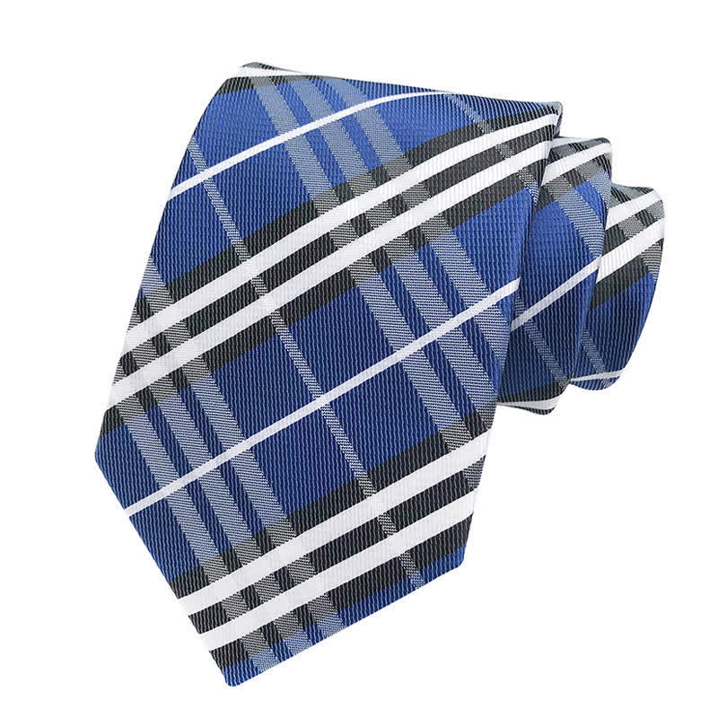 Cravate classique à carreaux écossais pour homme - Marine - image 10