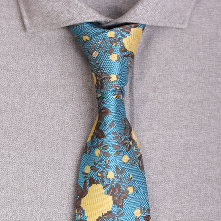 Cravate homme Nature Fleur Jaune Cyan Foncé