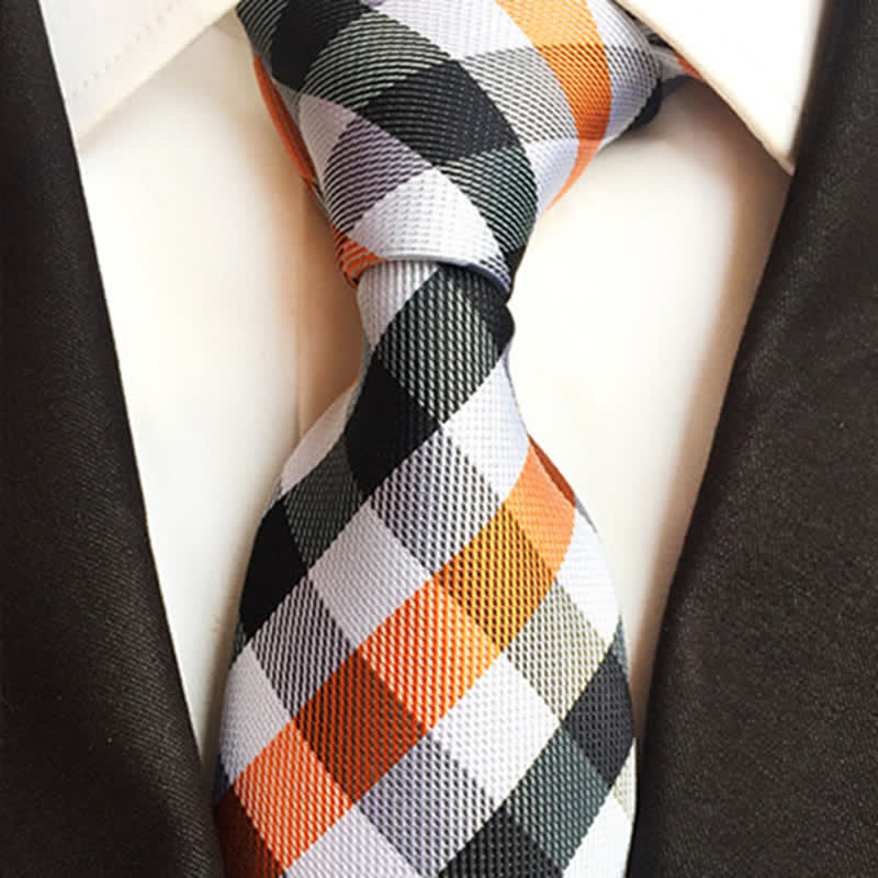 Cravate habillée à carreaux multicolores pour homme