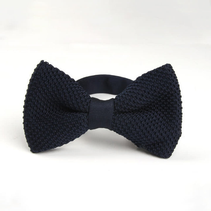Nœud papillon tricoté double épaisseur de couleur unie pour homme