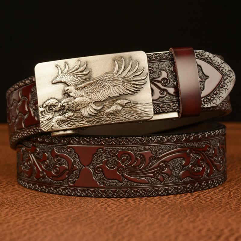 Ceinture en cuir pour homme avec ailes déployées en forme d'aigle