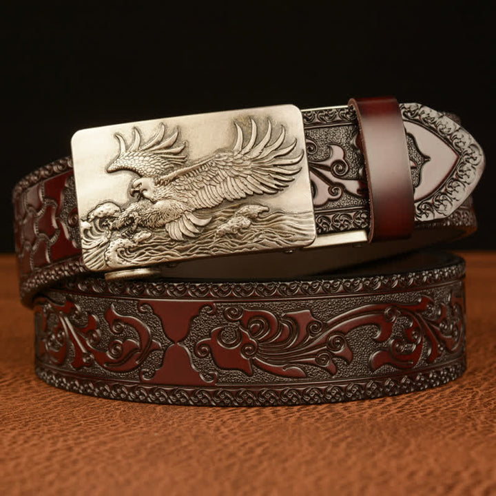 Ceinture en cuir pour homme avec ailes déployées en forme d'aigle