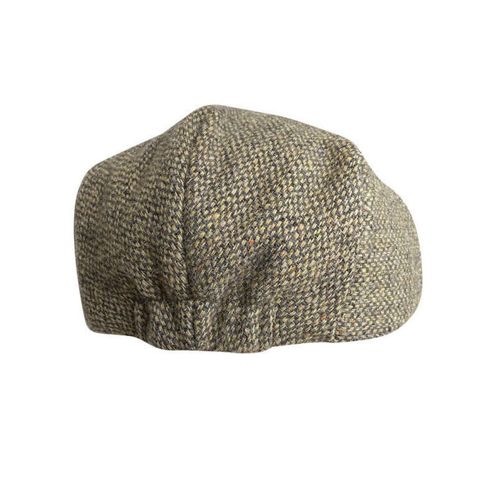 Casquette plaque en tweed à chevrons et à carreaux