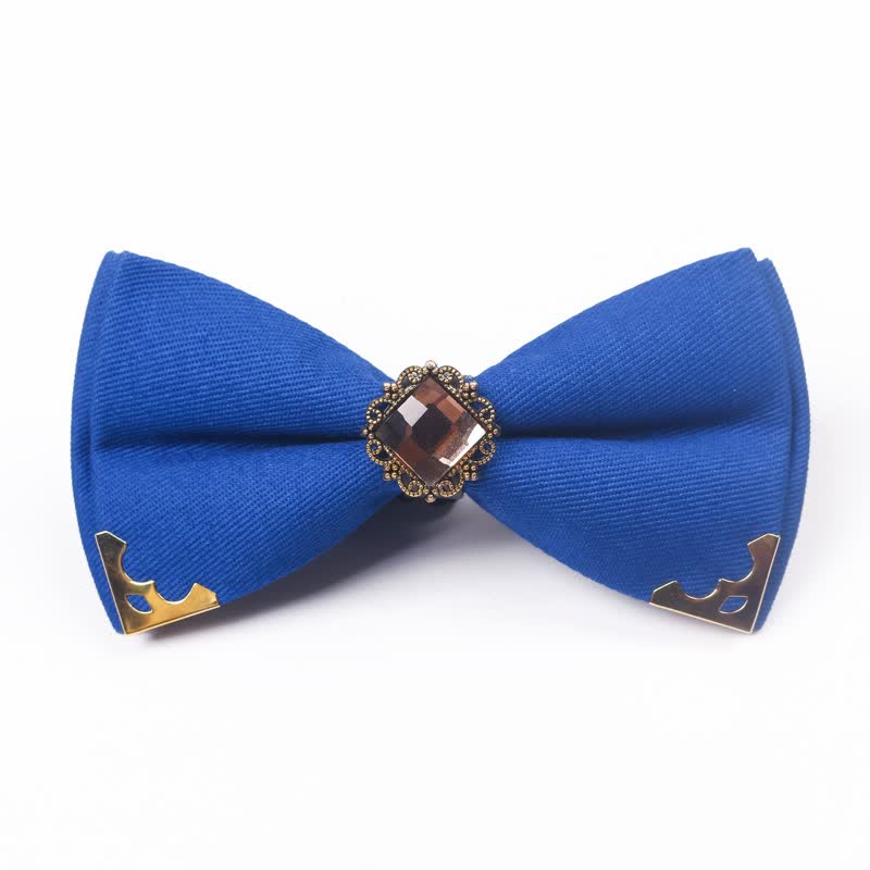 Nœud papillon en coton à bordure dorée pour homme