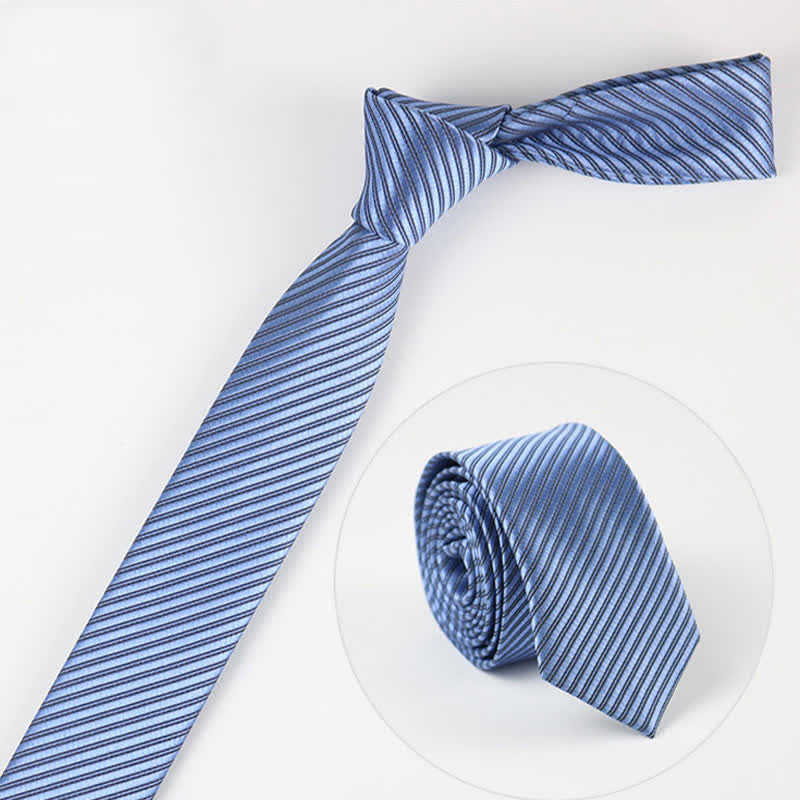 Cravate quotidienne en sergé gris bleu blanc uni pour homme 