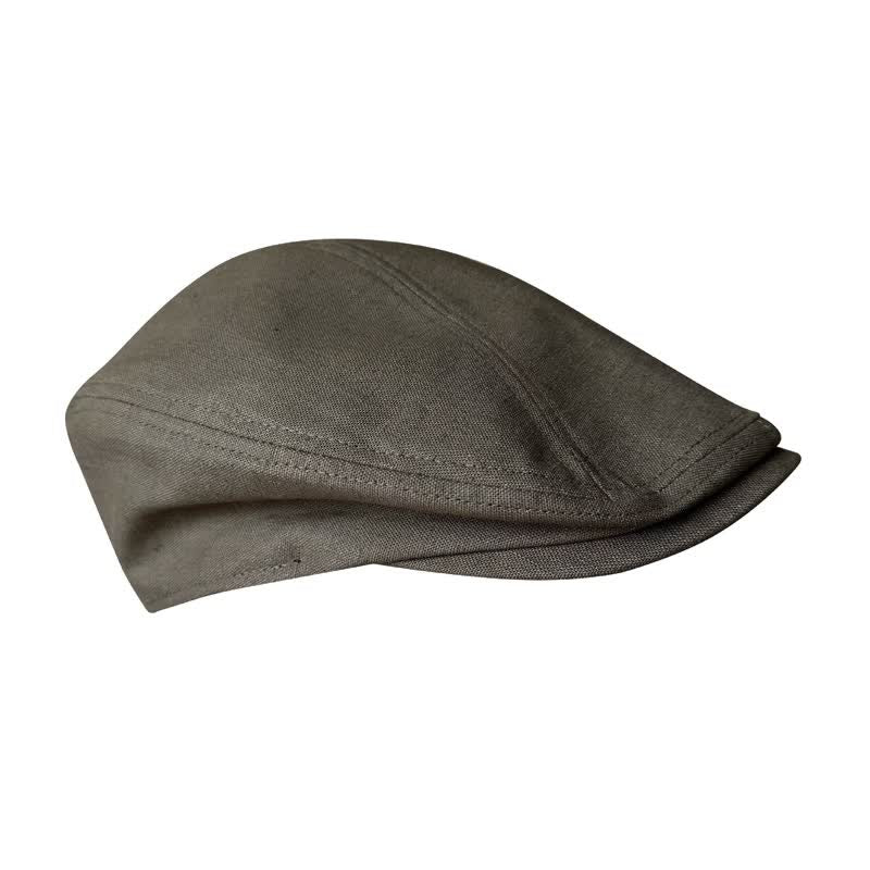 Casquette plate béret respirante en lin vert armée