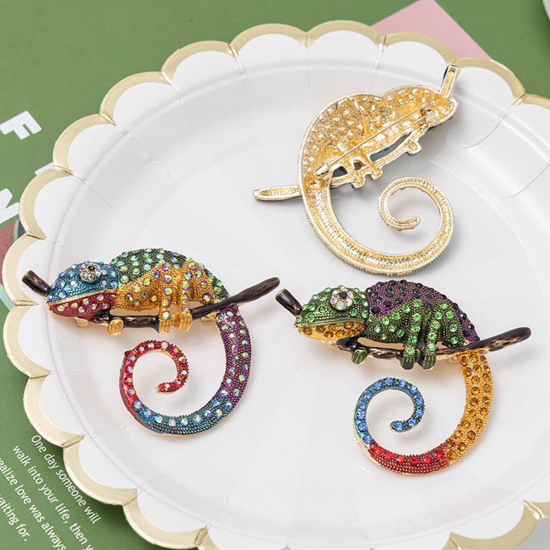 Broche Lézard Caméléon Coloré pour Femme