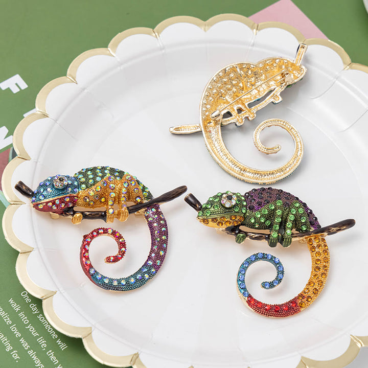 Broche Lézard Caméléon Coloré pour Femme
