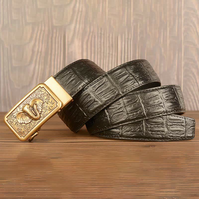 Ceinture en cuir à motif alligator éléphant punk pour homme