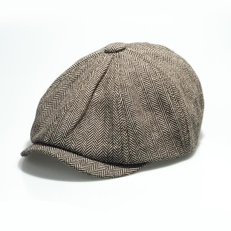 Casquette béret octogonale à chevrons pour homme - Kaki - Réglable (environ 21 5/8"-23 1/4") - image 0
