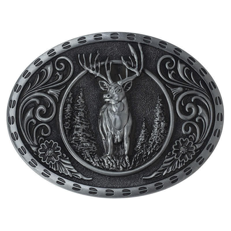 Ceinture en cuir à boucle drapeau américain pour homme avec motif de chasseur de cerfs
