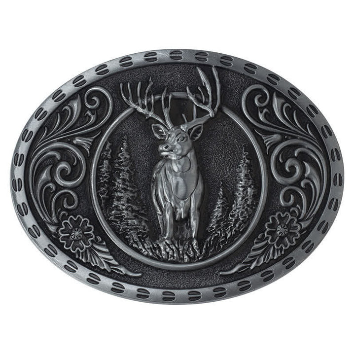 Ceinture en cuir à boucle drapeau américain pour homme avec motif de chasseur de cerfs