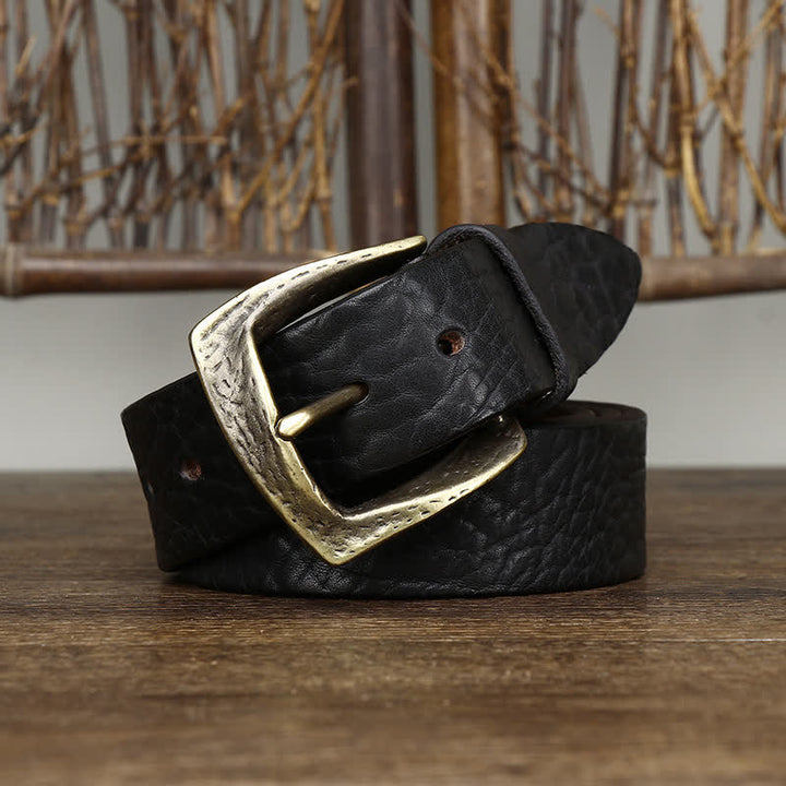 Ceinture en cuir à motif peau de yak rétro pour homme