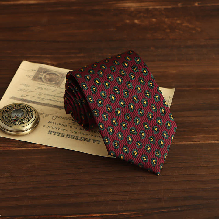 Cravate fantaisie à motif micro cachemire pour homme - Rouge et Vert - image 4
