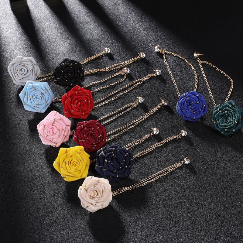 Charmante broche à chaîne en forme de rose florale pour homme