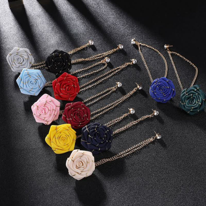Charmante broche à chaîne en forme de rose florale pour homme