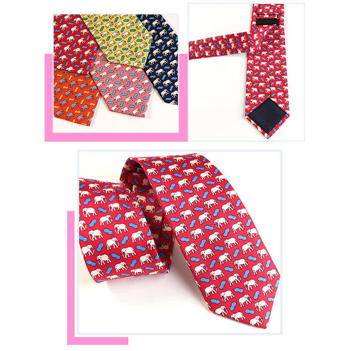 Cravate en soie pure pour homme avec motifs d'animaux dansants