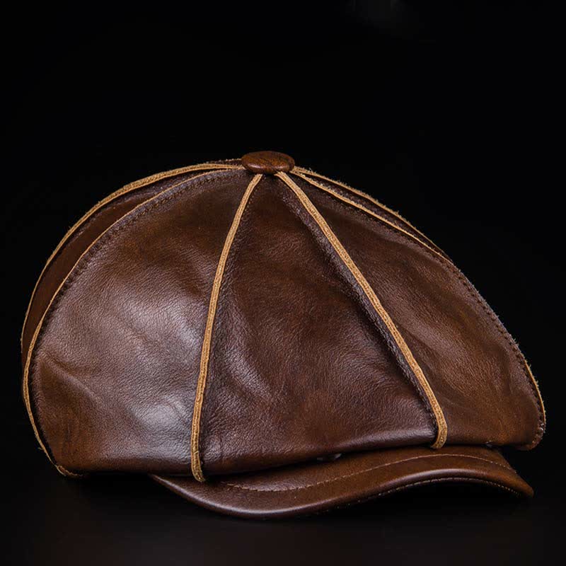 Béret octogonal littéraire en cuir véritable - image 2