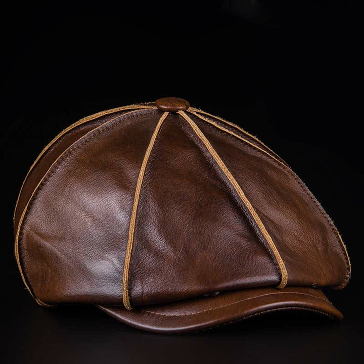 Béret octogonal littéraire en cuir véritable - image 2