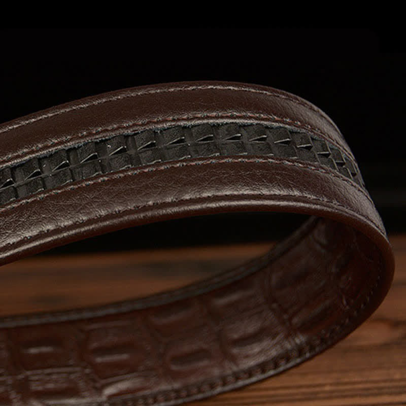 Ceinture en cuir à motif alligator avec boucle en crocodile pour homme