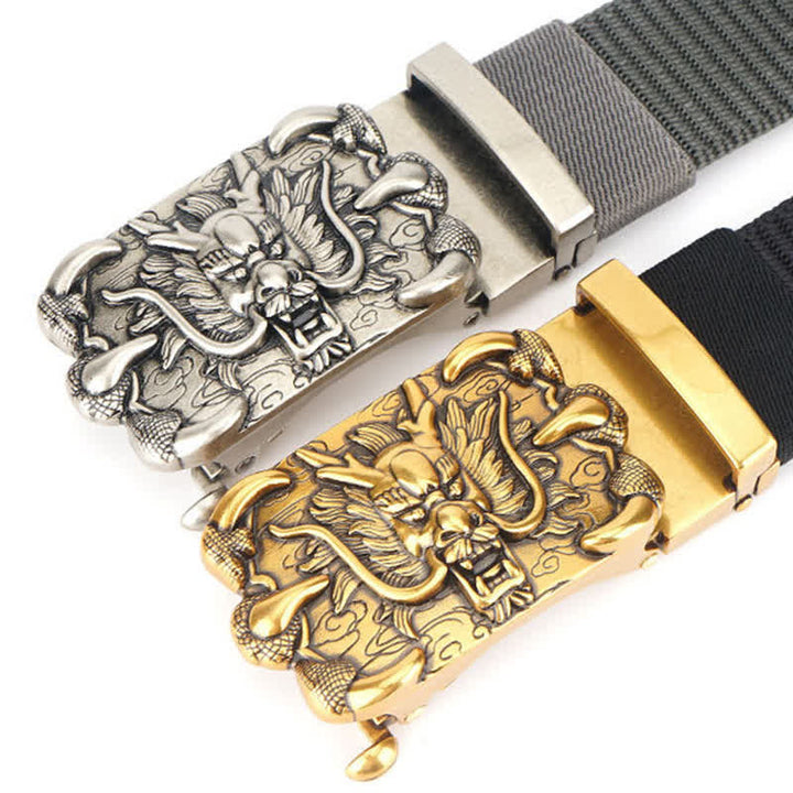 Ceinture décontractée en nylon à motif dragon pour homme