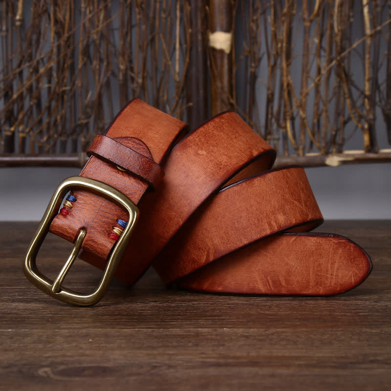 Ceinture en cuir de vachette pur épais vintage pour homme