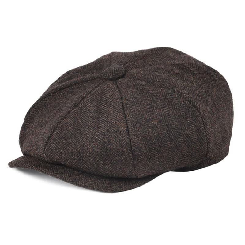 Béret octogonal en tweed à chevrons classique