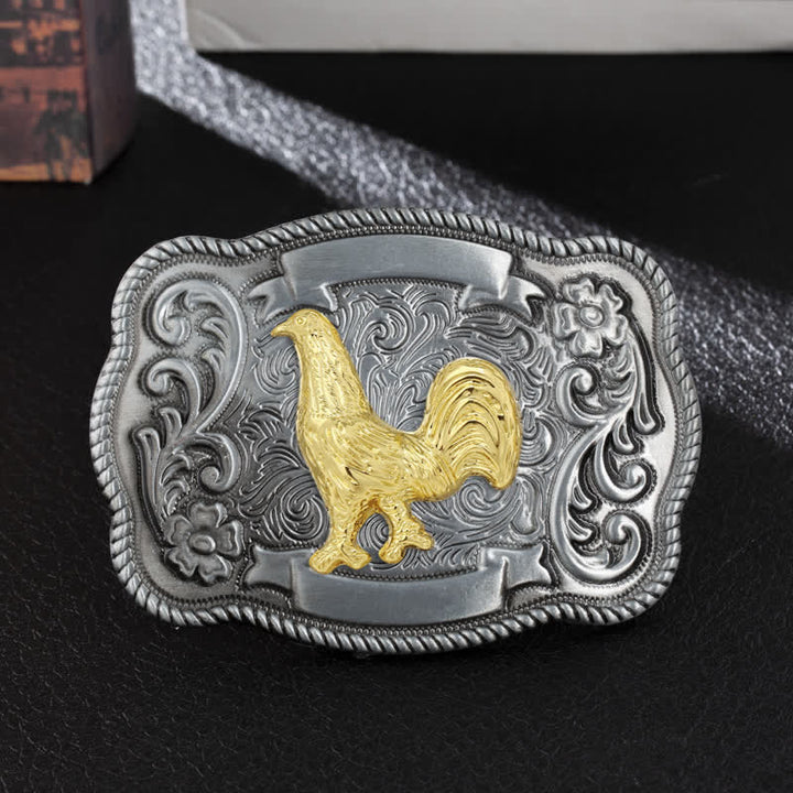 Ceinture en cuir à boucle animalière sculptée en or pour homme - Coq - Sans ceinture - image 46