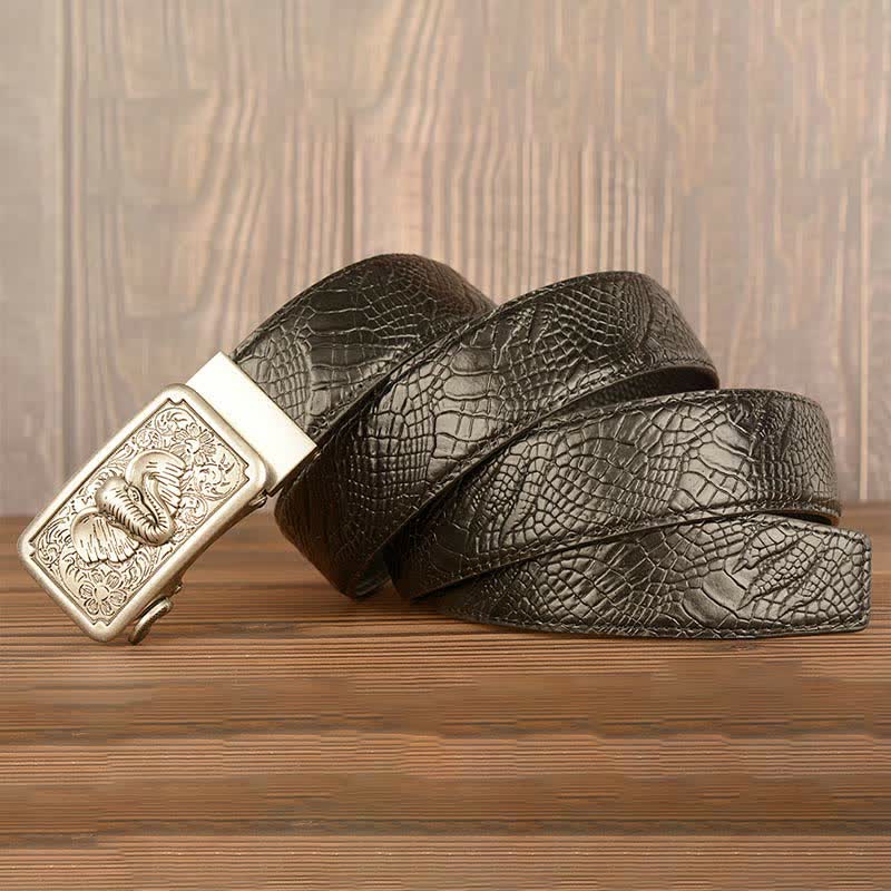 Ceinture en cuir à motif alligator éléphant punk pour homme