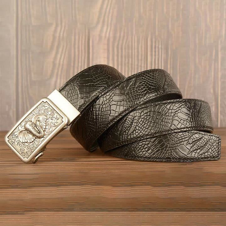 Ceinture en cuir à motif alligator éléphant punk pour homme