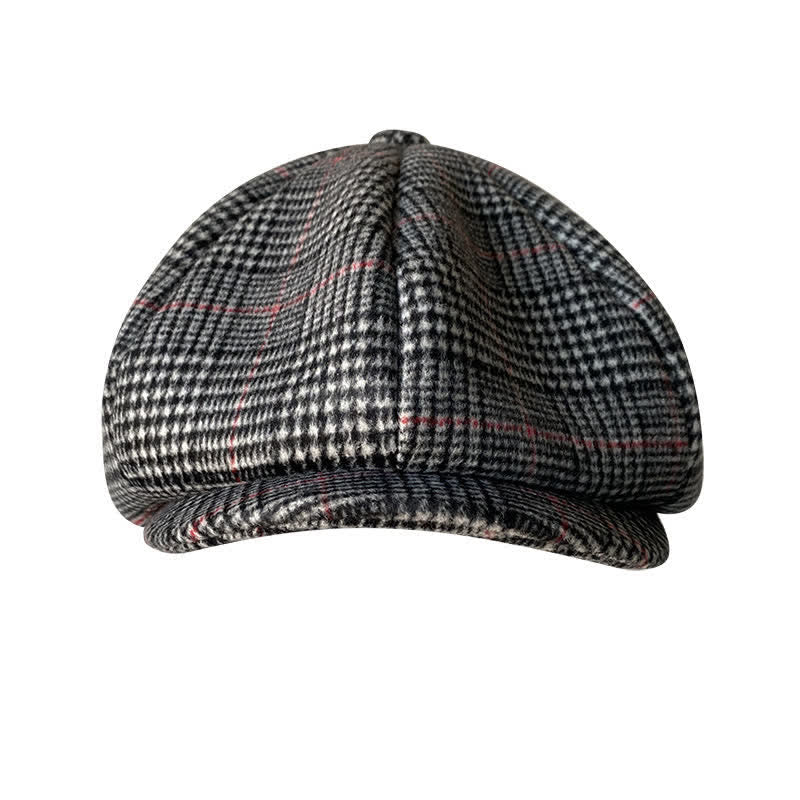 Casquette octogonale à carreaux noirs et blancs britanniques