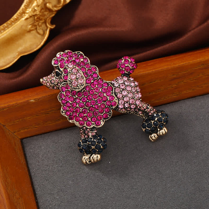 Broche chien caniche strass pour femme