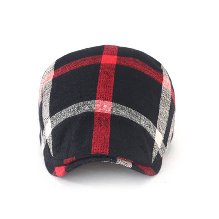 Casquette béret fine ajustable à carreaux rayés