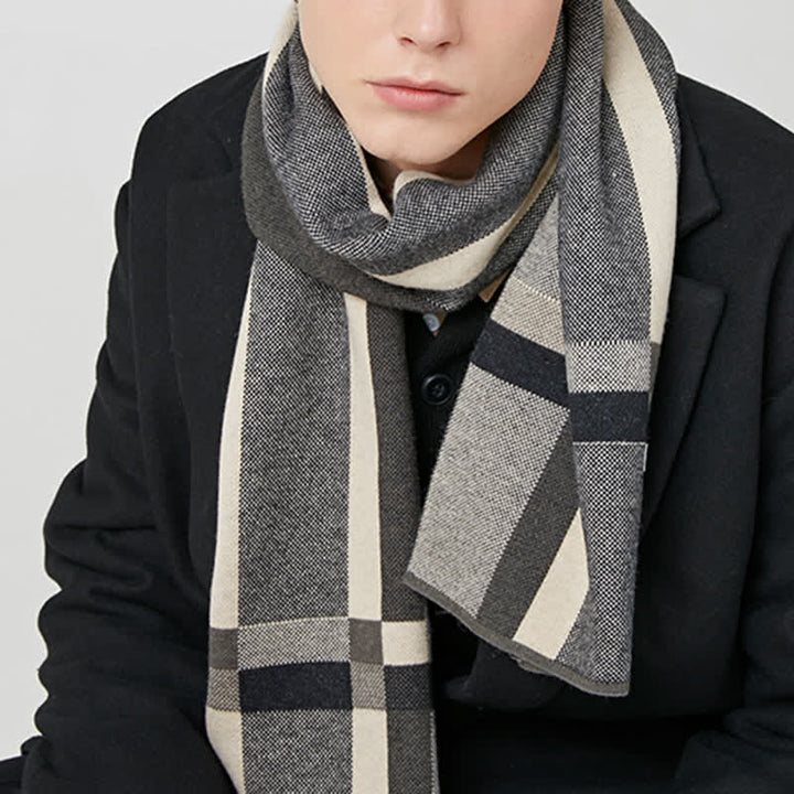 Écharpe d'hiver classique à rayures et carreaux pour homme