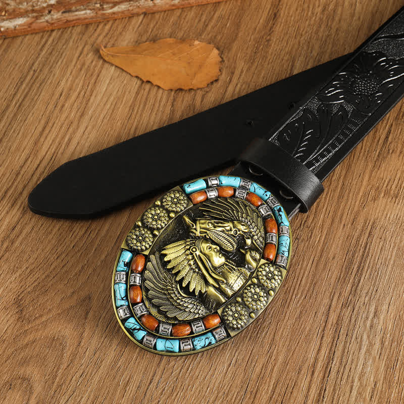 Ceinture en cuir turquoise style bohème indien pour homme